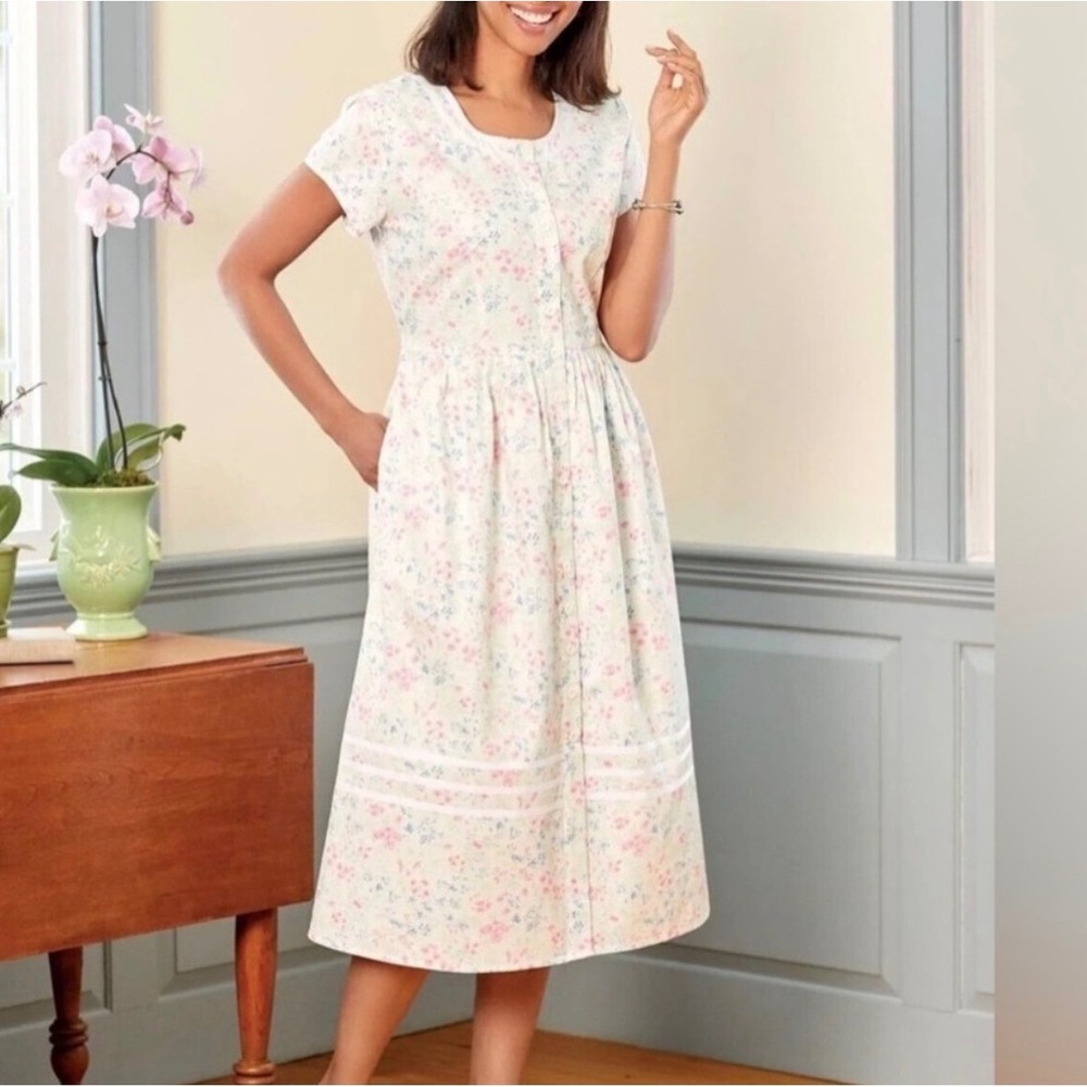 NWT Lanz of Salzburg Dress Women XL Mint GRD Floral Cottagecore Prairie Romantic